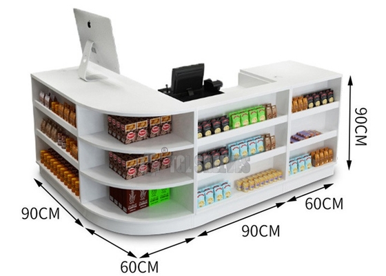 Customizable Supermarket Checkout Counter MDF Wood Grocery Shop Cashier Desk